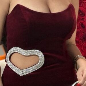 Wine Red strapless cutout mini dress